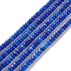 Gefärbte natürliche Sesam-Jaspis/Kiwi-Jaspis-Unterlegscheibe-Perlenstränge, facettiert, Blau, 6x4 mm, Bohrung: 1 mm, ca. 87 Stk. / Strang, 14.76~15.16 Zoll (37.5~38.5 cm)