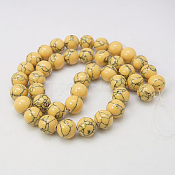 Kunsttürkisfarbenen Perlen Stränge, gefärbt, Runde, Gelb, 8 mm, Bohrung: 1 mm, ca. 50 Stk. / Strang, 15.7 Zoll