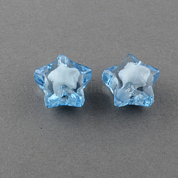 Transparent Acrylic Beads, Bead in Bead, Star, Sky Blue, 34x35x13mm, Hole: 3mm, about 60pcs/500g