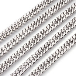 201 cadenas de eslabones cubanos de acero inoxidable, cadenas de bordillo gruesas, sin soldar, color acero inoxidable, 7mm