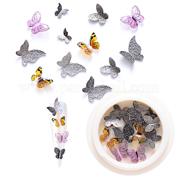 Nail Art Decoration Accessories, with Resin & Golden Tone Brass Cabochons, Butterfly, Gunmetal, 5~10.5x5.5~10.5x1~3.5mm, 10pcs/box