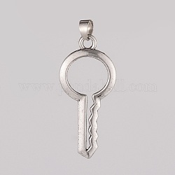Pendente in lega stile tibetano, chiave, argento antico, 45x21x2mm, Foro: 5x7 mm