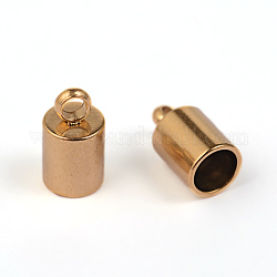 Ionenplattierung (IP) 304 Edelstahlkabelenden, Endkappen, golden, 9x5 mm, Bohrung: 2 mm, Innendurchmesser: 4 mm
