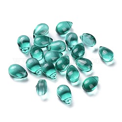 Perles en verre transparentes, perles percées, larme, dark cyan, 9x6x5mm, Trou: 1mm