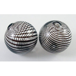 Handmade Blown Glass Globe Beads, Round, Black, 40mm, Hole: 2mm