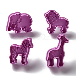 Ausstechformen aus Kunststoff für Haustiere mit Tiermotiven, mit Bügelgriff, Elefant, Löwe, Giraffe & Pferd, alte Rose, 47~65x45~56x18 mm, 4 Stück / Set