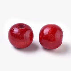 Perles en bois naturel teint, ronde, sans plomb, rouge, 20x18mm, Trou: 4.5mm, environ 400 pcs/1000 g