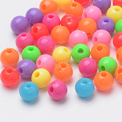 Perles en plastique, ronde, couleur mixte, 8x7.5mm, Trou: 2mm