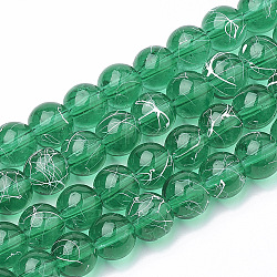 Fili di perline di vetro trasparente trafila, verniciatura a spruzzo, tondo, verde, 6mm, Foro: 1.3~1.6 mm, circa 133pcs/filo, 31.4 pollice