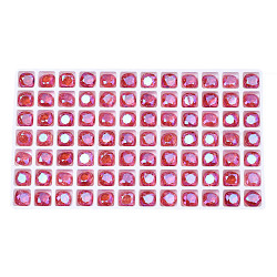 Стеклянные стразы кабошоны, ногтей декоративные аксессуары, граненые, квадратный, светло-вишневый, 8x8x4.5 мм