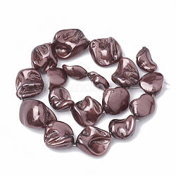 Chapelets de perles de coquille, polie, pépite, brun rosé, 15~25x10~26x5~16mm, Trou: 1mm, Environ 18 pcs/chapelet, 14.96 pouce