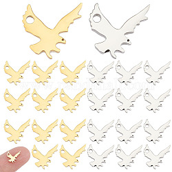 ARRICRAFT 20Pcs 2 Colors 304 Stainless Steel Charms, Laser Cut, Eagle, Golden & Stainless Steel Color, 8.5x10.5x1mm, Hole: 1.2mm, 10pcs/color