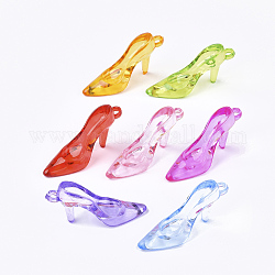Pendentifs en acrylique transparent , chaussures à talons hauts, couleur mixte, 23x45.5x16mm, trou: 2.5 mm, environ 70 pcs / 500 g