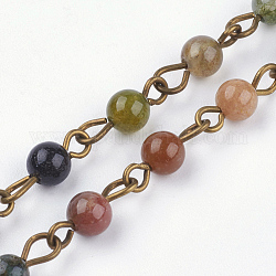Chaînes à perles artisanales à l'agate indienne naturelle, non soudée, avec épingle à oeil en fer, 39.37 pouce, 1 m / chapelet
