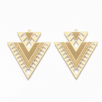Pendentifs en 304 acier inoxydable, triangle, or, 45x38x0.5mm, Trou: 1.6mm