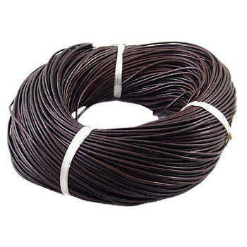 Cordón de cuero de vaca, cable de la joya de cuero, café, 1.2 mm de espesor
