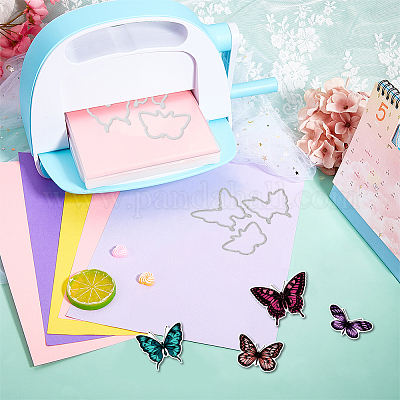 4 Stück Schmetterlings-Stanzschablonen aus Kohlenstoffstahl mit ausgehöhlten Zeichen- und Malschablonen-Sets mit Haustieren und 1 Stück PVC-Kunststoffstempel&nbsp;DIY-GL0004-149-1