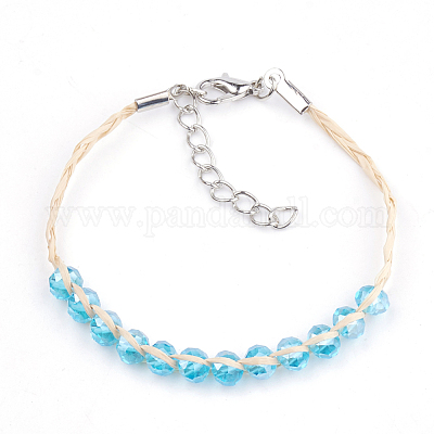 Men's Turquoise Blue Leather Braid Wrap Bracelet, Silver Clasp L 8 Inches