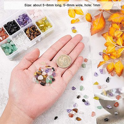 1 Box Gemstone Chips Beads 8 Styles Natural Irregular Shaped Nugget Loose Beads Energy Stone for Jewelry Making 5-8mm, Adult Unisex, Size: 5~8x5~8mm