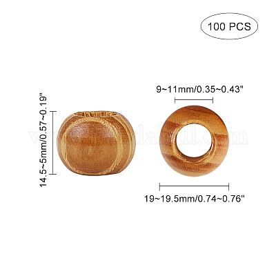 Wholesale OLYCRAFT 100PCS Pine Wood Beads 19mm in Diameter 10mm Large Hole Wooden  Craft Beads 