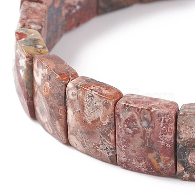 Bracciali elasticizzati diaspro naturale con pelle di leopardo&nbsp;BJEW-F406-B14-1