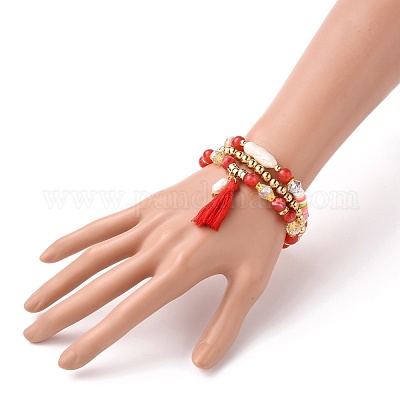 Ensembles de bracelets de perles extensibles multicouches&nbsp;BJEW-JB05756-01-1