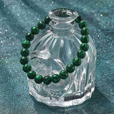 Braccialetti elasticizzati con perline sintetiche di malachite (tinta).&nbsp;BJEW-K212-B-031-1