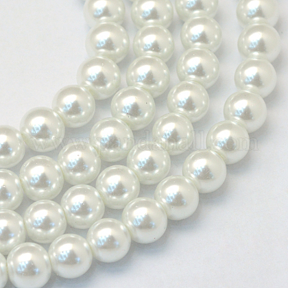 Backen gemalt pearlized Glasperlen runden Perle Stränge HY-Q003-4mm-01-1