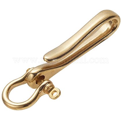 PandaHall Elite Brass S Hook Clasps and Brass Shackles Clasps Hook Car Keychain Keyring Belt Hook Key Buckle Keychain for Men Wallet Chain Accessory PH-KK-P001-01-1