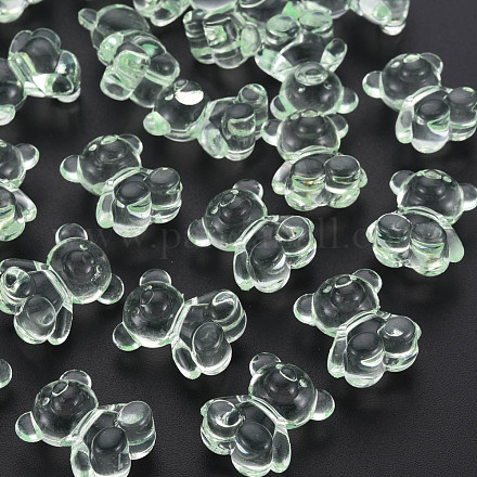 透明なアクリルビーズ  トップドリルビーズ  クマ  薄緑  18.5x15.5x11mm  約320個/500g MACR-S373-80-B07-1