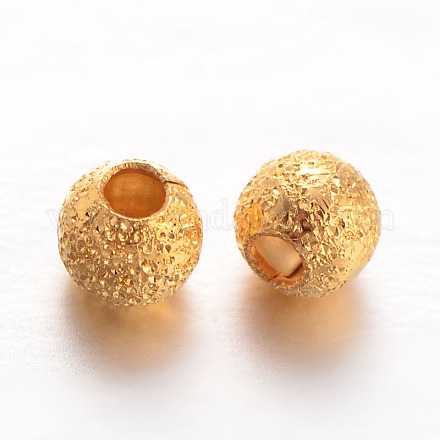 Perles rondes en laiton texturées X-KK-L129-23G-1