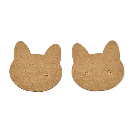 100 cartoncino per orecchini in carta kraft a forma di gatto EDIS-M004-01A-1