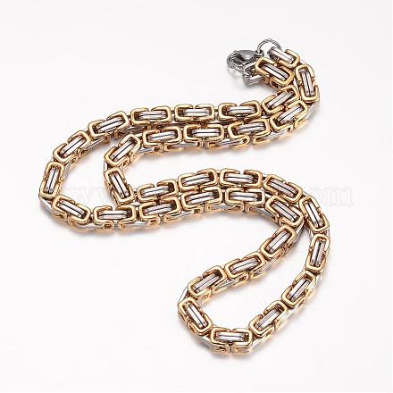 201 Stainless Steel Byzantine Chain Necklaces NJEW-K062-01C1-7mm-1