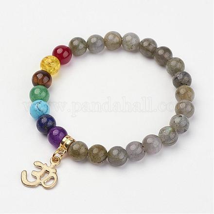 Bracelets extensibles de perles labradorite BJEW-P065-A-03-1