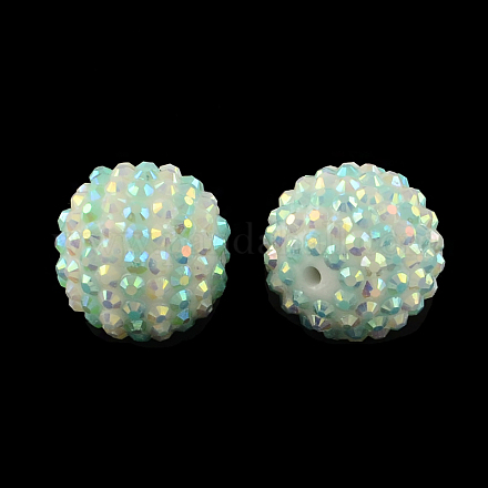 Perles rondes en strass en résine de couleur AB RESI-S313-26x28-03-1