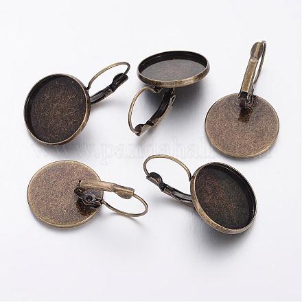 Antik Bronze Messing Leverback Ohrring Zubehör passen für Cabochons X-KK-G035-AB-1