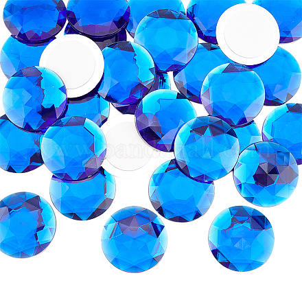 FINGERINSPIRE 30 Pcs 40mm Flat Back Round Acrylic Rhinestone Stick On Plastic Gems Blue Extra Large Self Adhesive Jewels Embelishments Crystal Circle Gems for Cosplay Costumes Scrapbooking Crafts TACR-FG0001-19A-1