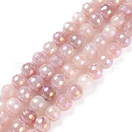 Perles de quartz fraise naturelles électrolytiques rondes G-P447-B03-01-1