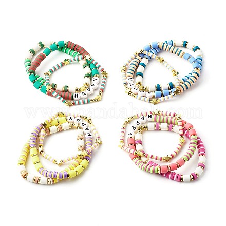 Ensembles de bracelets extensibles en perles d'argile polymère faites à la main BJEW-JB06353-1