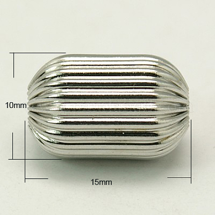304 Stainless Steel Corrugated Beads STAS-G010-10x15mm-1-1