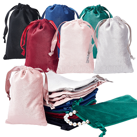Hobbiesay 24 шт. 6 цвета бархатные ювелирные сумки на шнурке TP-HY0001-05B-1