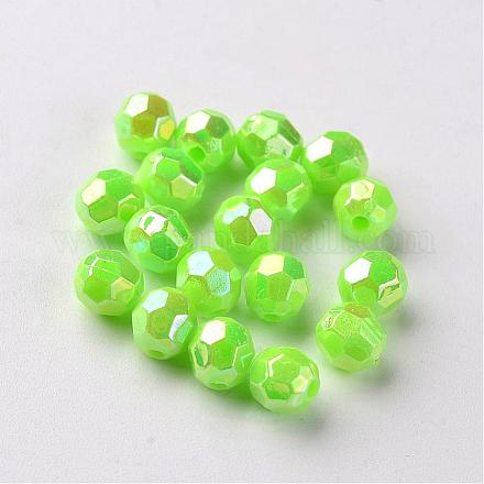 AB Color Plated Eco-Friendly Poly Styrene Acrylic Round Beads TACR-L004-8mm-46-1