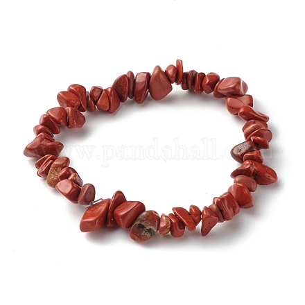 Braccialetti elasticizzati con perline di diaspro rosso naturale per bambini BJEW-JB06388-09-1