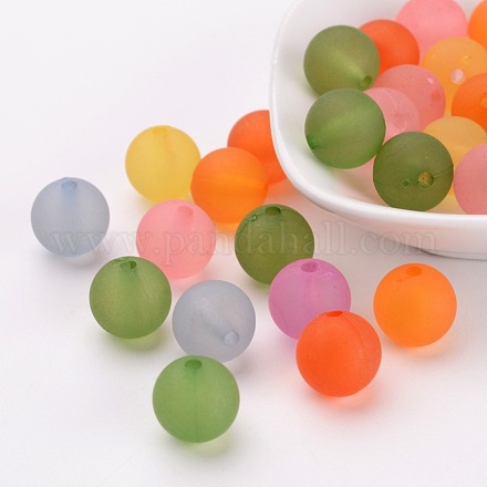 Mixtes perles rondes en acrylique transparent mat X-PL720M-1