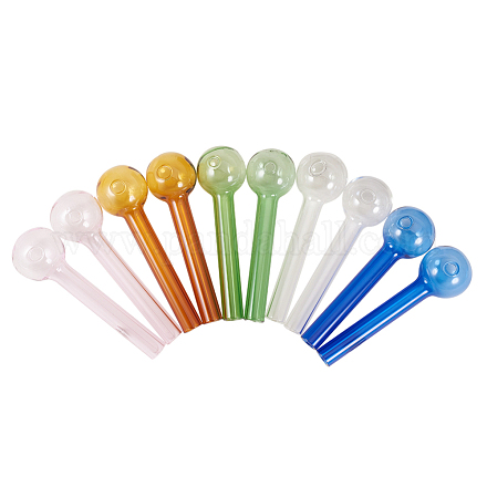 丸いボールが付いているガラスストロー  長いガラスのストロー  ミックスカラー  10.8x2.95cm  穴：5mmと7.5mm  2個/カラー  10個/セット AJEW-NB0001-08-1