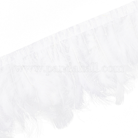 Fingerinspire 2 ヤード/2 メートル七面鳥ふわふわフェザーフリンジトリム (白) 人工マラブーハックルフェザーフリンジトリミングウェディングドレス縫製アクセサリー OCOR-WH0057-15-1