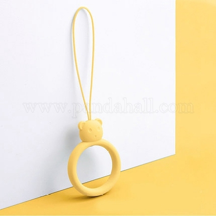 クマの形をしたリング シリコン携帯電話の指輪  指リングショートハンギングランヤード  ゴールド  9.5~10cm  リング：40x30x9mm MOBA-PW0001-20G-1
