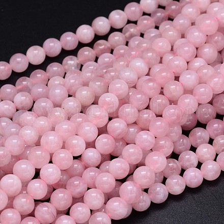 Ronda natural grado aa madagascar hilos de perlas de cuarzo rosa G-F222-41-8mm-1