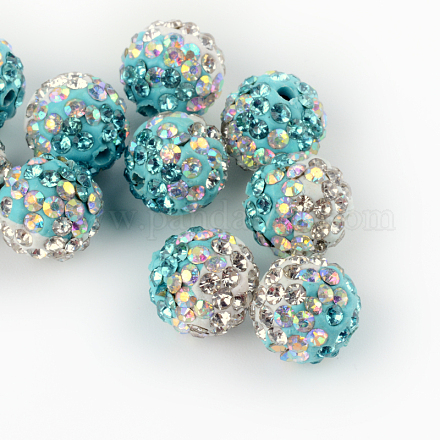 Perles de boule disco en argile polymère de couleur à deux tons manuelles RB-R041-02-1