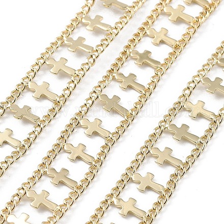 Rack Plating Brass Curb Chains CHC-F018-07G-02-1